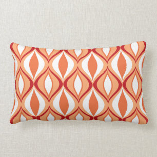 Coussin Rectangle Diamants, orange et blanc modernes de la moitié d