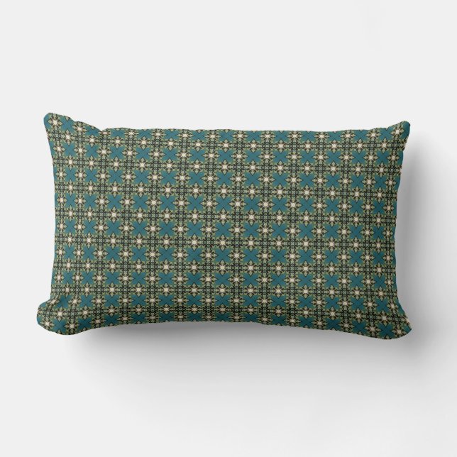 Coussin Rectangle Diamants sur Teal (Recto)