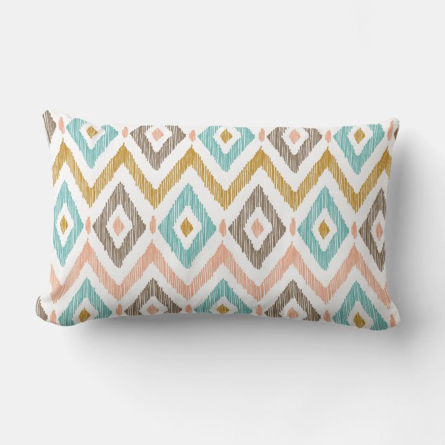 Coussin Rectangle Diamants tribaux d'Ikat (Recto)
