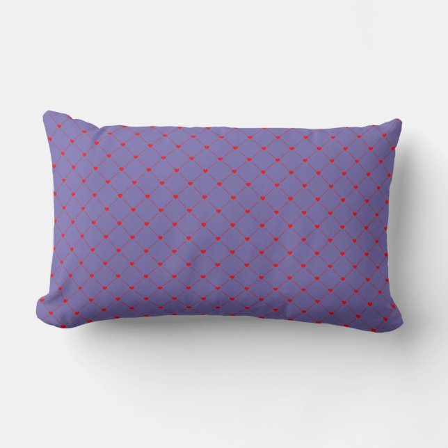 Coussin Rectangle Diamond Shaped Red Heart & Line Art (Recto)