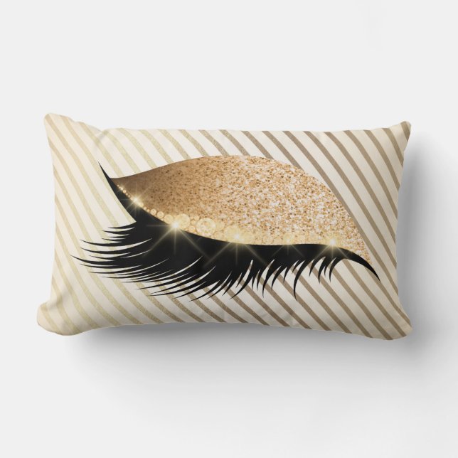 Coussin Rectangle Diamond Stripes Lashes Gold Parties scintillant Iv (Recto)