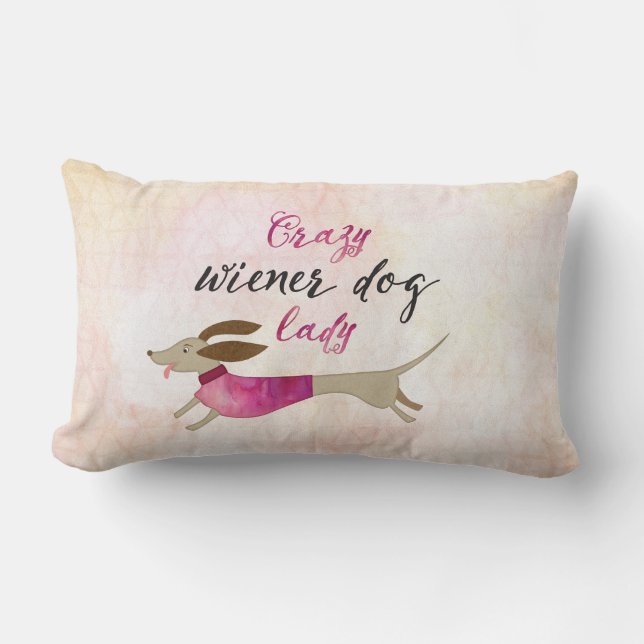 Coussin Rectangle Dingue Wiener Chien Lady (Recto)