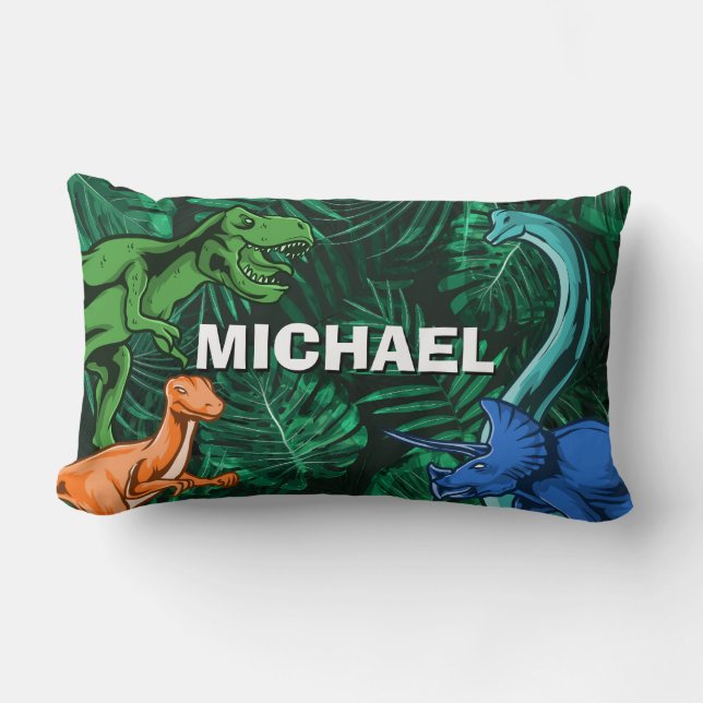 Coussin Rectangle Dinosaure Personnalisé Enfants Dino Jurassic Trex  (Recto)