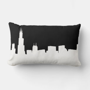 Coussin Rectangle do-it-yourself BG Chicago Skyline Silhouette White