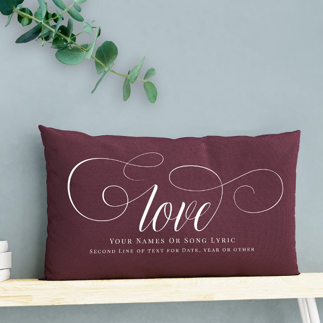 Coussin Rectangle Do-it-yourself Script Personnalisé Calligraphie Ai (Love, DIY style! Our script calligraphy pillow, a custom keepsake for couples. )