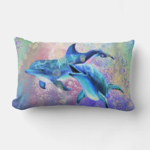 Coussin Rectangle Dolphin Couple Love - Soyez heureux