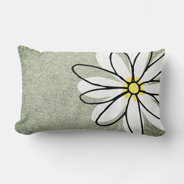 Coussin Rectangle Doodle blanc moderne tendance Daisy Grey (Recto)