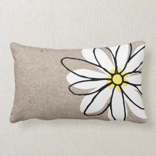 Coussin Rectangle Doodle blanc moderne tendance Daisy Tan Taupe