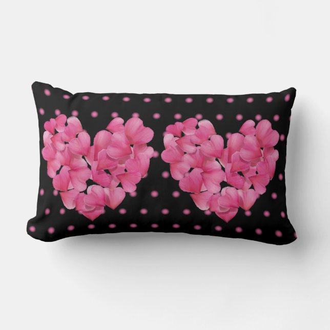 Coussin Rectangle Double Coeur, double face Pétale rose rose (Recto)