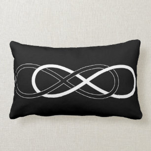 Coussin Rectangle Double infini de symbole - noir et blanc