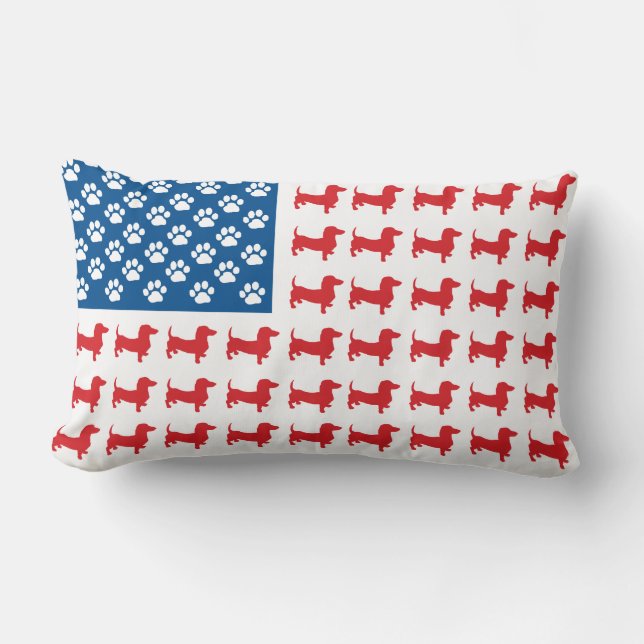 Coussin Rectangle Doxie - drapeau américain patriotique de teckel (Recto)