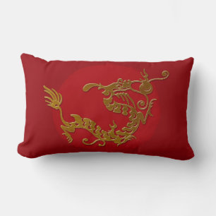 Coussin Rectangle dragon d'or