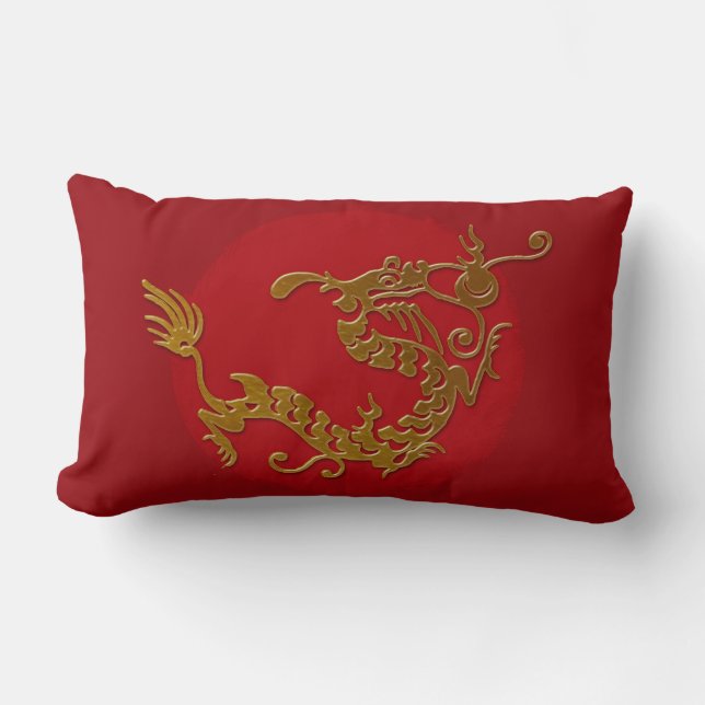 Coussin Rectangle dragon d'or (Recto)