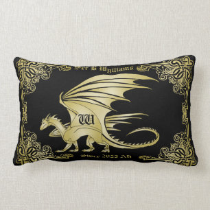 Coussin Rectangle Dragon Monogramme Gold Frame Couverture De Livre T