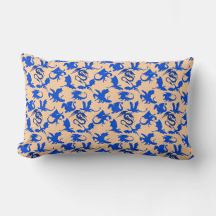 Coussin Rectangle Dragon motif 02 blue.bwx4 Lorange BG