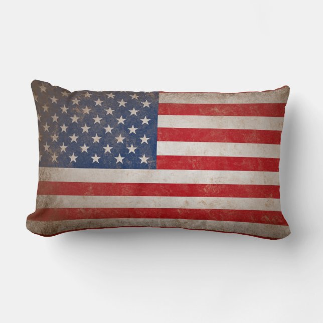 Coussin Rectangle Drapeau américain Patriotique Grunge Jeu d'oreille (Recto)