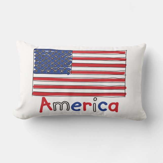 Coussin Rectangle Drapeau américain pour enfants (Recto)