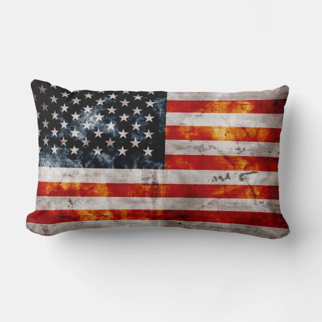 Coussin Rectangle Drapeau américain vintage patiné (Recto)
