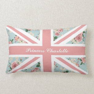 Coussin Rectangle Drapeau anglais d'Union Jack de roses