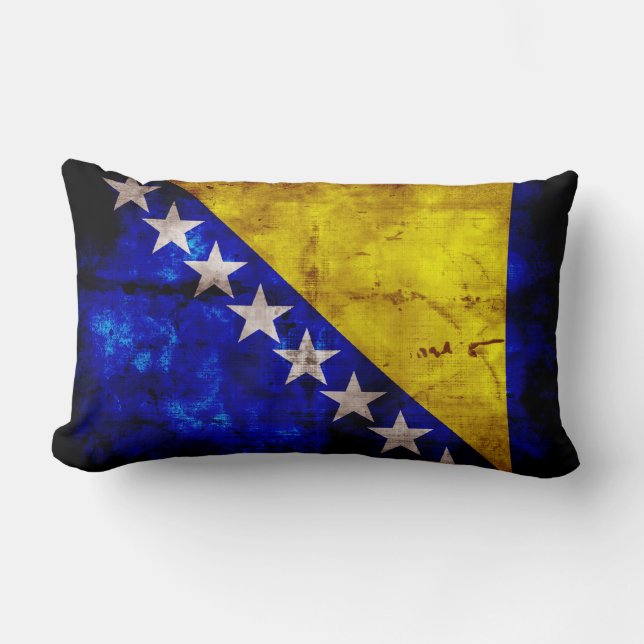 Coussin Rectangle Drapeau de Bosnie patinée (Recto)