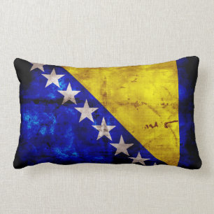 Coussin Rectangle Drapeau de Bosnie patinée