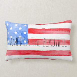 Coussin Rectangle Drapeau des Etats-Unis d'aquarelle