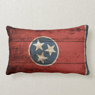 Coussin Rectangle Drapeau d'état du Tennessee sur le vieux grain en