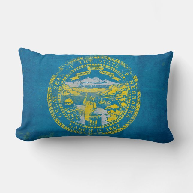 Coussin Rectangle Drapeau du Nebraska en détresse (Recto)