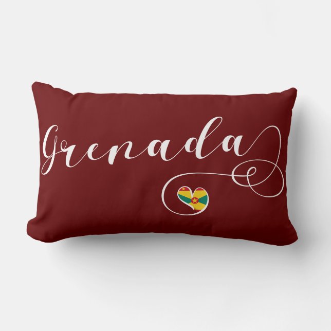 Coussin Rectangle Drapeau Grenade, Coeur Grenadien (Recto)