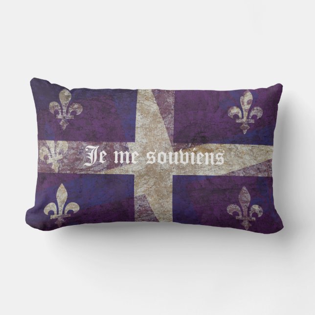 Coussin Rectangle Drapeau grunge du Québec - Je je souviens (Recto)