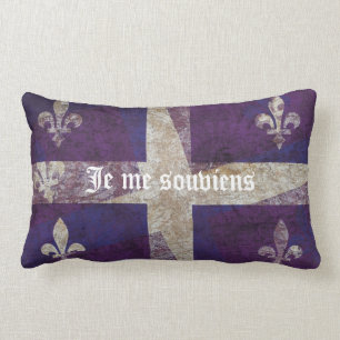 Coussin Rectangle Drapeau grunge du Québec - Je je souviens