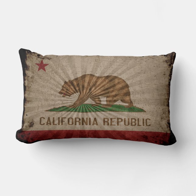 Coussin Rectangle Drapeau grunge frais de la Californie (Recto)