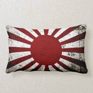 Coussin Rectangle Drapeau grunge noir du Japon Soleil Levant