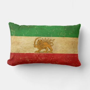 Coussin Rectangle Drapeau Iran Lion et Sun Shah d'Iran