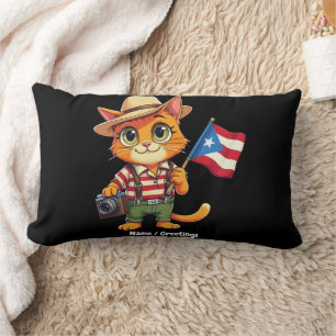 Coussin Rectangle Drapeau porto-ricain de chats mignons Boricua Hisp