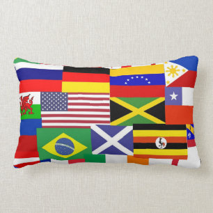 Coussin Rectangle Drapeaux du collage du monde