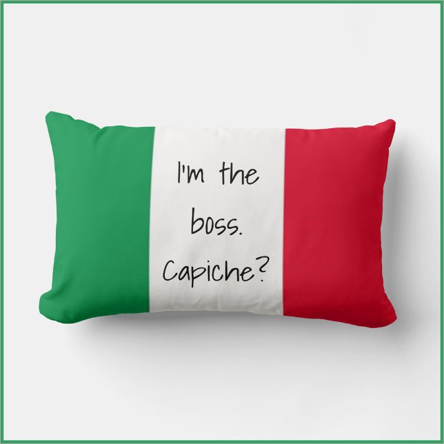 Coussin Rectangle Drôle Je suis le Boss italien Drapeau Jeu d'oreill (Créateur téléchargé)