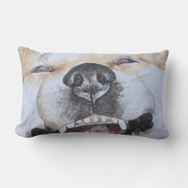 Coussin Rectangle drôle photo akita de chien souriant (Recto)