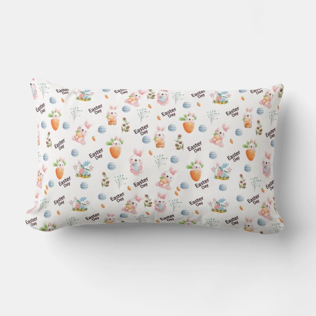 Coussin Rectangle Easter Day Rabbits Pattern (Recto)