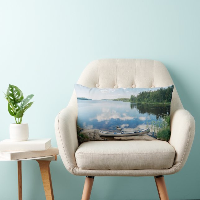 Coussin Rectangle Eau | Canot sur le lac Suède (Chaise)