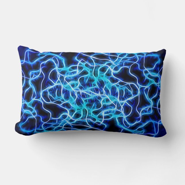 Coussin Rectangle Éclair électrique néon bleu Tesla Coil (Recto)