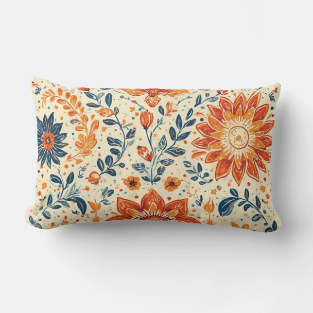 Coussin Rectangle Éclatement de la fleur rétro - Lancer l'oreiller (Recto)
