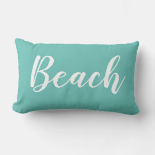 Coussin Rectangle Écouteur à lancer blanc à script de plage