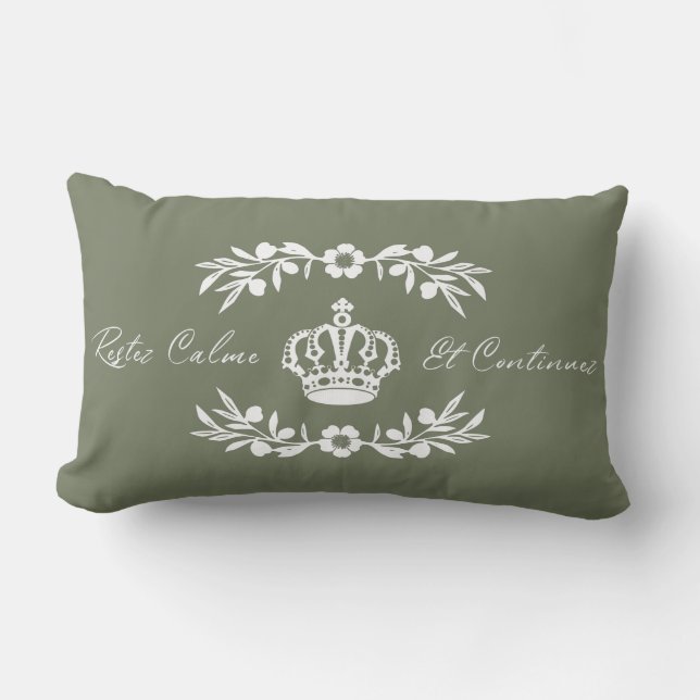 Coussin Rectangle Écran vert blanc français Garder le calme Continue (Recto)
