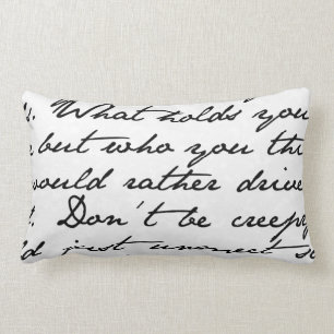 Coussin Rectangle Écriture manuscrite de script noir et blanc Pillow