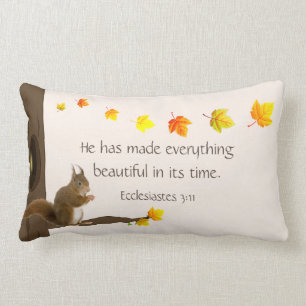 Coussin Rectangle Écureuil mignon, Feuilles d'automne et Citation de