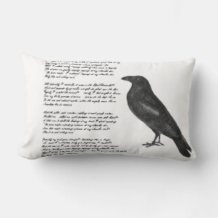 Coussin Rectangle Edgar Allan Poe "Le Corbeau" Jetez l'oreiller