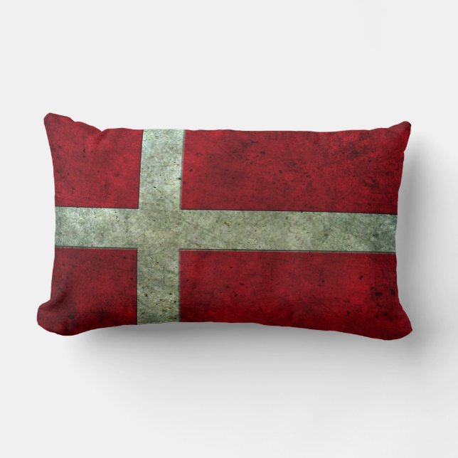 Coussin Rectangle Effet en acier âgé par drapeau danois (Recto)