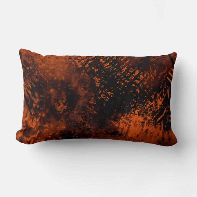 Coussin Rectangle Effet Paint Splatter orange et noir (Recto)