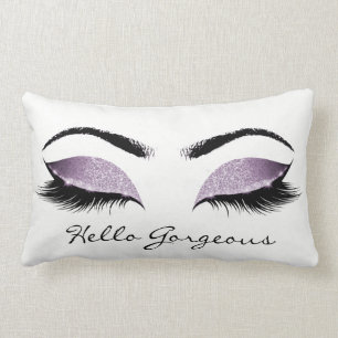 Coussin Rectangle Eggplant White Maquillage Lashes Hello Gorgey
